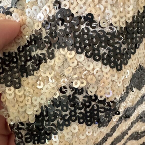 J Crew Full Sequin Chevron 3/4 Sleeve Mini Dress Size M - Picture 6 of 8